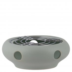 Tekandevarmer til fyrfadslys - sart lys bl. :15 cm. Hjde 7 cm.Plint