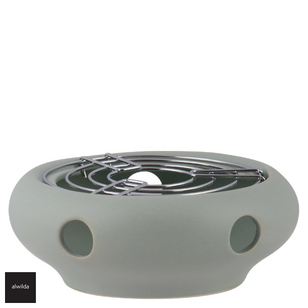 Tekandevarmer til fyrfadslys - sart lys bl. :15 cm. Hjde 7 cm.Plint
