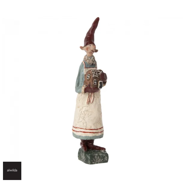 Noilly Noel no. 20 - Nisse med honningkagehus - Materiale: poly raisin Ml: ca h. 19 cm