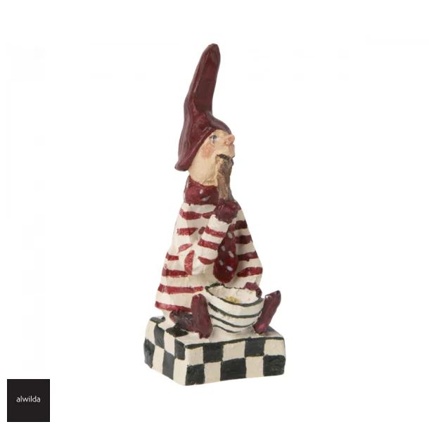 Petit Nol no. 11 - siddende nisse m. grd ca.  h: 9,5 cm.-leveres i original gaveske 