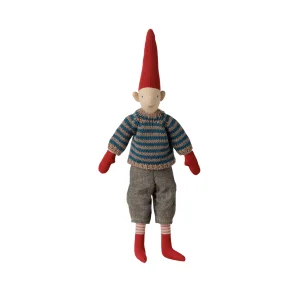 Maileg nissedreng str. 2 /2026 -  31 cm. - bl�stribet strik - KOMMER SNART