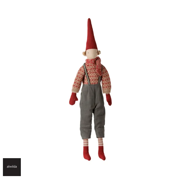 Maileg nissedreng str. 4 /2026 - 61 cm. - strikbluse, halst�rkl�de &amp; selebukser - KOMMER SNART