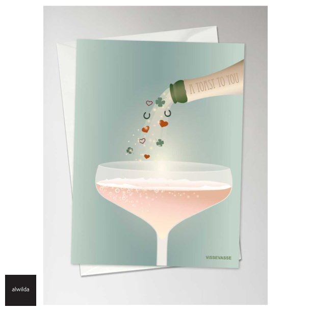 Vissevasse kort - A toast for you, 10,5x15 cm. I foliepose