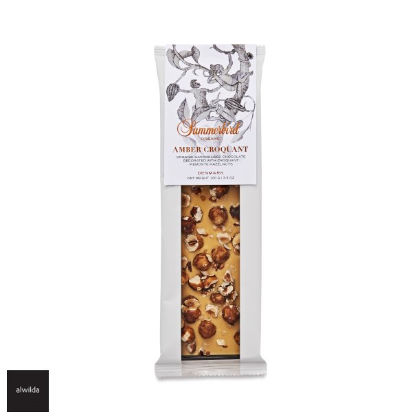 Summerbird - kologisk chokoladebar, amber med Piemonte hasselndder