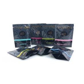 Chaplon tebrev - Sort & gr�n te med kv�de & blomster, 1 tebrev