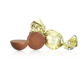 Chokoladekugle,  guld - lys chokolade med nougat & karamel