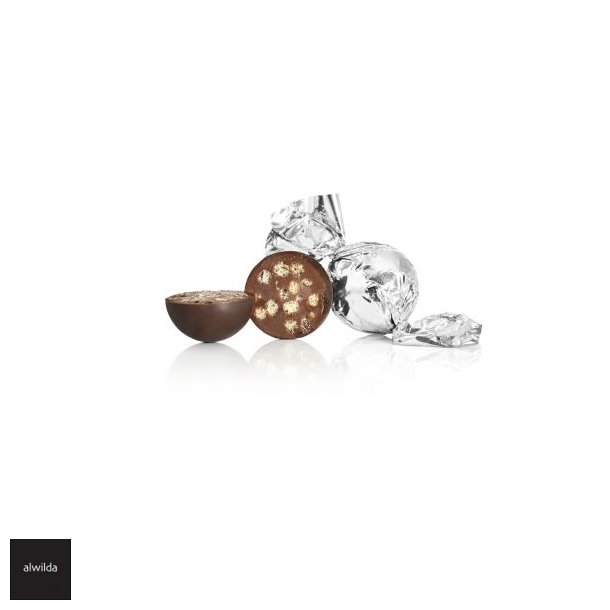 Chokokugle s�lv - m�rk chokolade og nougat med nougat &amp; crunch 