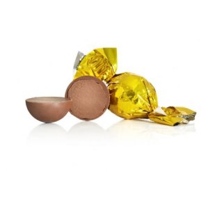 Chokoladekugle solgul - lys chokolade med nougat & karamel