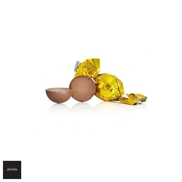 Chokoladekugle solgul - lys chokolade med nougat &amp; karamel