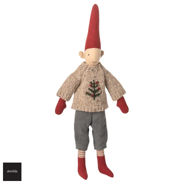 Nisse str. 2 /2025 - dreng 31 cm. - strik med juletr