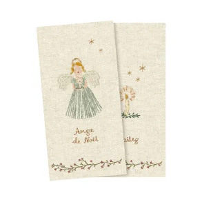 Juleservietter fra Maileg, engel bl -  lille 8x16 cm.