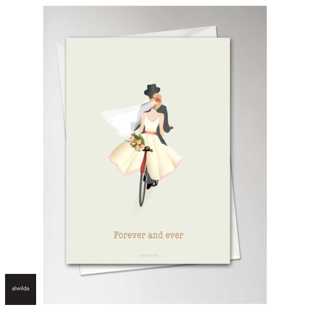 Vissevasse kort - for ever and ever, 10,5x15 cm. i foliepose med kuvert