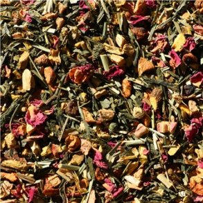 Grn te med ble & rabarberstykker, lakridsrod & citrongrs