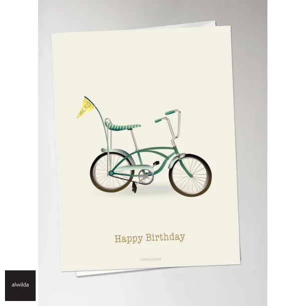 Vissevasse kort - happy birthday, 10,5x15 cm. I foliepose med kuvert