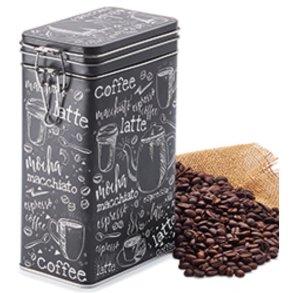 Kaffed�se med kaffeb�nne motiv,  patentlukning, kantet - kan opbevare 500 gram kaffe