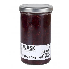 Hindbr, rabarber & hyldeblomst marmelade