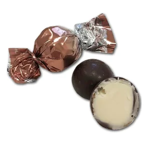 Chokoladekugle brun/sand folie - mrk chokolade med stracciatella