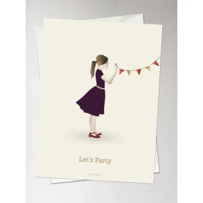 Vissevasse kort - LET�S PARTY, 10,5x15 cm. i foliepose med kuvert