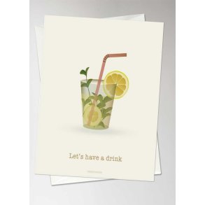 Vissevasse kort - LET�S HAVE A DRINK, 10,5x15 cm. i foliepose med kuvert