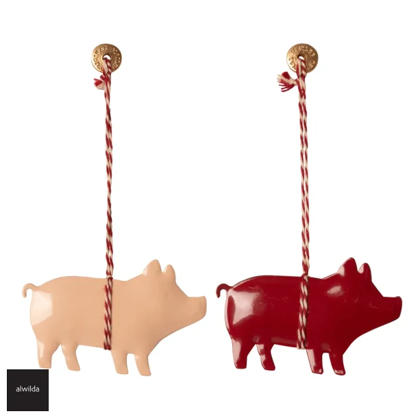 Maileg metal ophng, 1 stk. rd gris, - Hjde: 5 cm Bredde: 7 cm  - p vej hjem