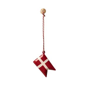 Dansk flag, metal ophng, h: 4,5 cm. 