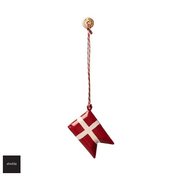 Dansk flag, metal ophng, h: 4,5 cm. 