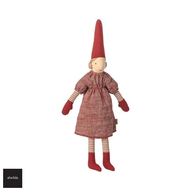 Nisse str. 2 /2025 - Pige 31 cm. - rd bomuldskjole