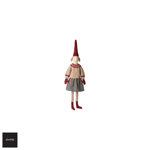 Nisse str. 6 /2025 - pige 106 cm. - strik bluse med hjerter &amp; nederdel