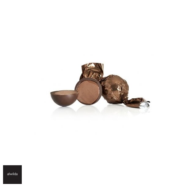 Chokoladekugle lys brun - mrk chokolade m. nougat, karamel &amp; havsalt - Dansk produceret