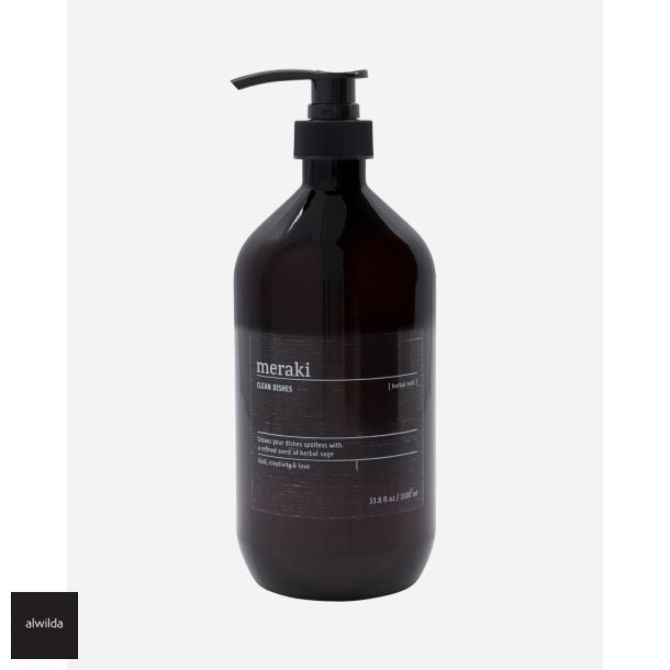 Opvaskemiddel fra Meraki, 1 L. Herbal nest, Svanemrket og med noter af salvie, citrus og musk 