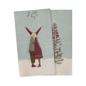 Juleservietter fra Maileg, Pixy, kyssepar/tr , stor 11x20 cm.
