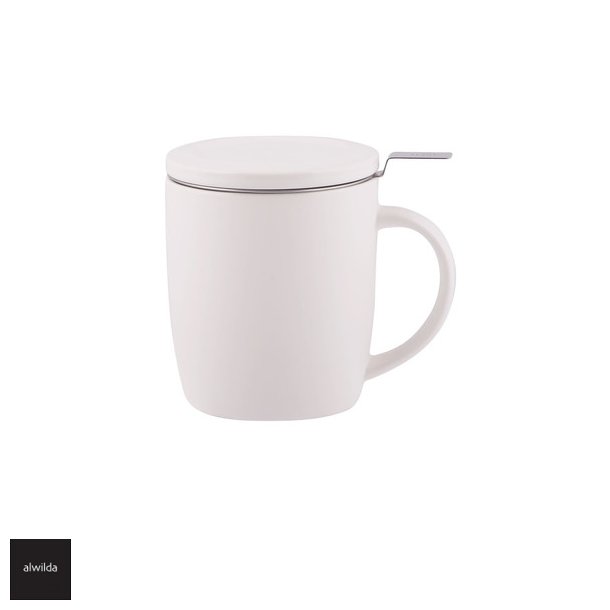 Plint krus m. lg &amp; si, mat hvid - H: 11 cm Dia: 9 cm Rumindhold: 450 ml 