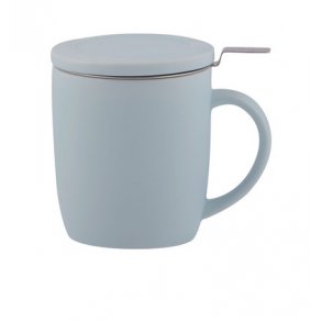 Plint krus m. lg & si, mat lys bl - H: 11 cm Dia: 9 cm Rumindhold: 450 ml 