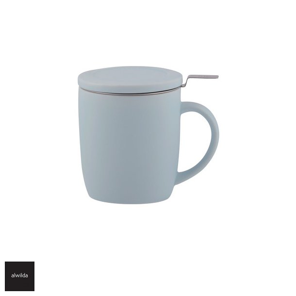 Plint krus m. lg &amp; si, mat lys bl - H: 11 cm Dia: 9 cm Rumindhold: 450 ml 