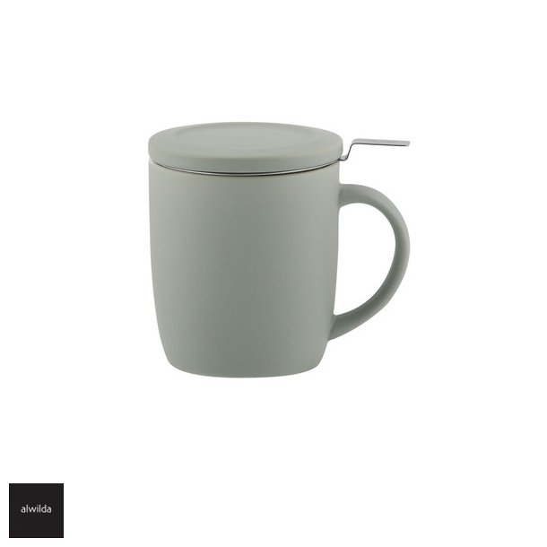 Plint krus m. lg &amp; si, mat lys grn - H: 11 cm Dia: 9 cm Rumindhold: 450 ml