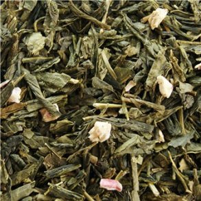 Grn te med rabarberstykker