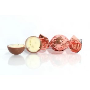 Chokoladekugle kobber - lys chokolade med nougat,  rom & lime  