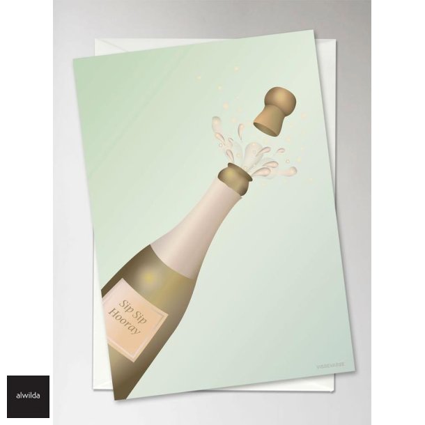 Vissevasse kort - Sip sip hooray, 10,5x15 cm. I foliepose med kuvert