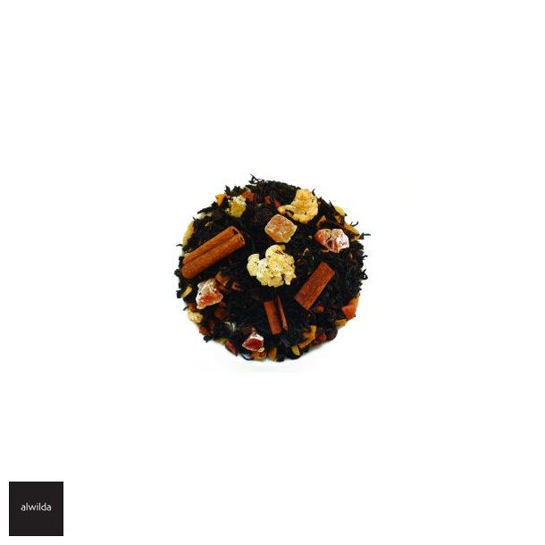 Snemandsteen - sort te med ble, papaya, ananas, kokos, mandler,&amp; popcorn