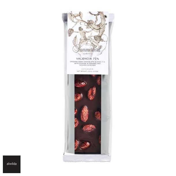 Summerbird - kologisk mrk chokoladebar med Valencia mandler