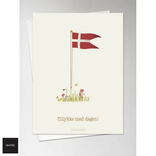 Vissevasse kort - Tillykke med dagen, 10,5x15 cm. I foliepose