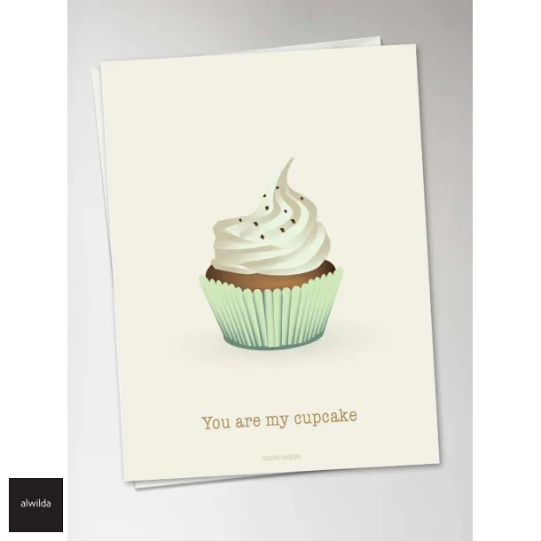 Vissevasse kort - you are my cupcake, 10,5x15 cm. i foliepose med kuvert