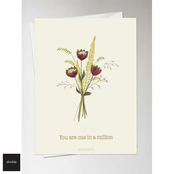 Vissevasse kort - you are one in a million, 10,5x15 cm. i foliepose med kuvert